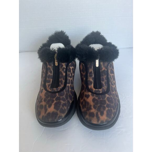 BZees Golden Zip Faux Fur Black/Brown Leopard Print Bootie Comfort Shoes Sz 11M - Picture 3 of 11